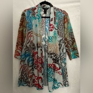 Ali Miles Colorful Burnout Half Sleeve Cardigan Size S